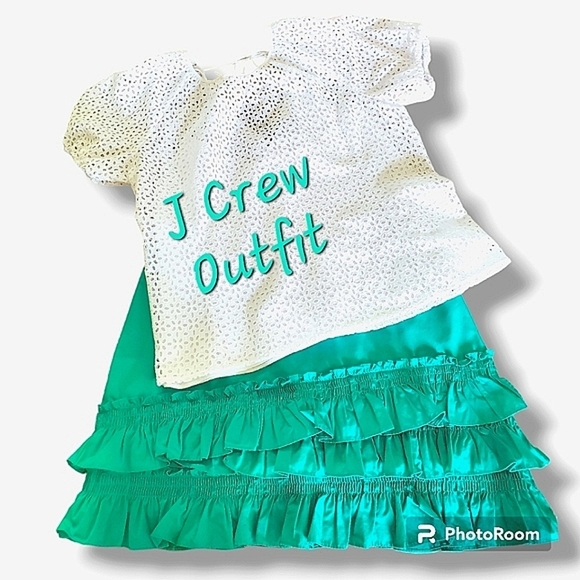 J. Crew Tops - J Crew turquoise skirt and white eyelet shirt outfit, sz 12